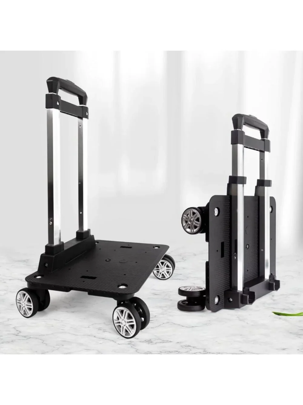 360° Swivel Wheeled Backpack Trolley - Folding Rolling Luggage Cart for Travel